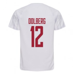 Denmark Kasper Dolberg #12 Replica Away Stadium Shirt World Cup 2022 Short Sleeve